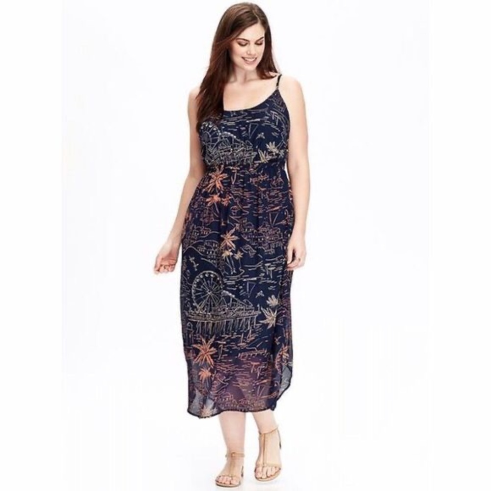 OLD NAVY summer vibes Farris wheel vacation boardwalk printed sun dress